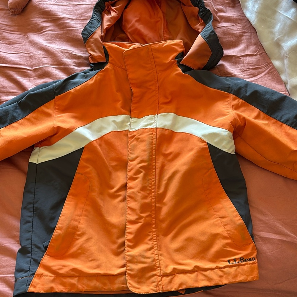 Orange and Gray LL Bean kids shell jacket in a size 5/6.